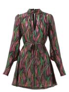 Matchesfashion.com Saloni - Tania Rainbow-jacquard Silk-blend Dress - Womens - Black Multi