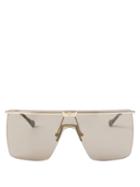 Gucci - Shield-lens Metal And Acetate Rimless Sunglasses - Womens - Gold Brown