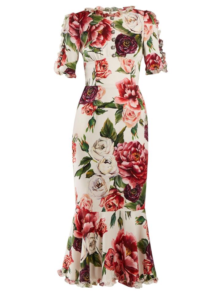 Dolce & Gabbana Peony-print Silk-charmeuse Dress
