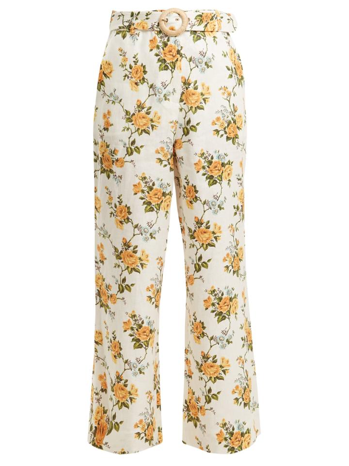 Zimmermann Golden Crop Kick-flare Linen Trousers