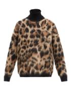 Dolce & Gabbana - Roll-neck Leopard-jacquard Knit Sweater - Womens - Multi
