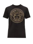 Matchesfashion.com Versace - Medusa Head Embellished Cotton T Shirt - Mens - Black