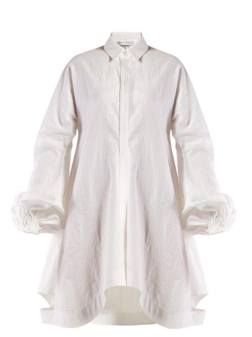 Matchesfashion.com Jw Anderson - Balloon Sleeve Cotton Shirtdress - Womens - White