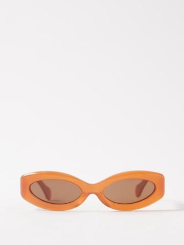 Port Tanger - Crepusculo Oval Acetate Sunglasses - Womens - Orange Multi