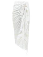 Matchesfashion.com Just Bee Queen - Striped Wrap-effect Cotton Skirt - Womens - Beige