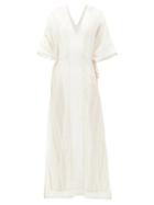 Matchesfashion.com My Beachy Side - Kafras Metallic Cotton-voile Maxi Dress - Womens - Tan