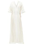 Matchesfashion.com My Beachy Side - Kafras Metallic Cotton-voile Maxi Dress - Womens - Tan