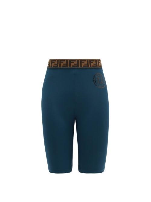 Matchesfashion.com Fendi - Ff-jacquard Stretch-jersey Bike Shorts - Womens - Navy