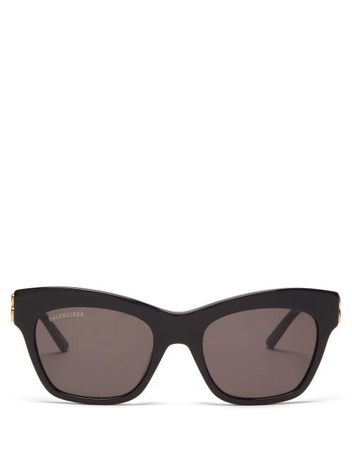 Matchesfashion.com Balenciaga - Bb-logo Cat-eye Acetate Sunglasses - Womens - Black