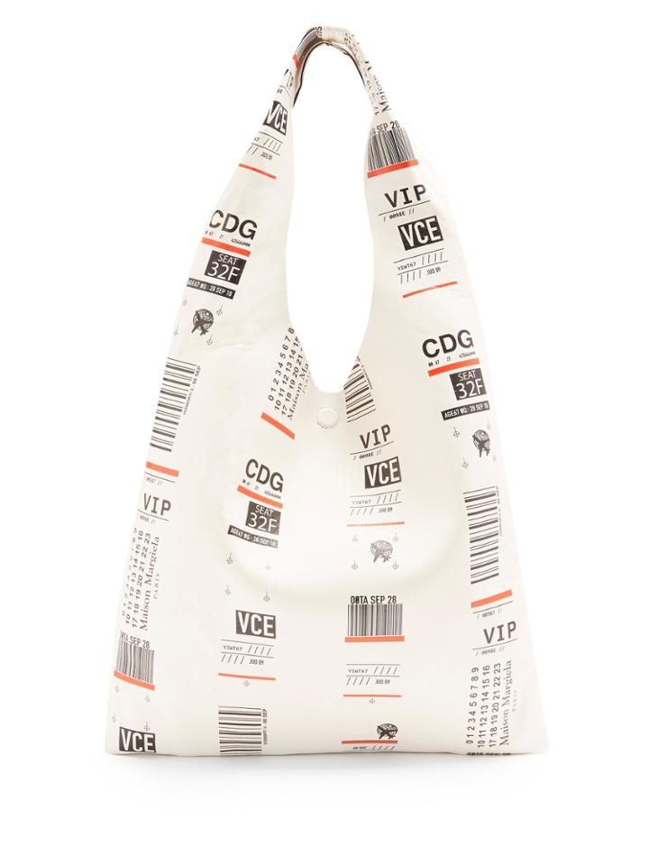 Maison Margiela Leather Travel Ticket-print Bag
