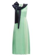 Matchesfashion.com Roksanda - Tie Neck Pleated Midi Dress - Womens - Light Green