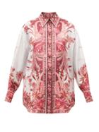 Matchesfashion.com Zimmermann - Wavelength Placement-print Silk-twill Blouse - Womens - Pink Print