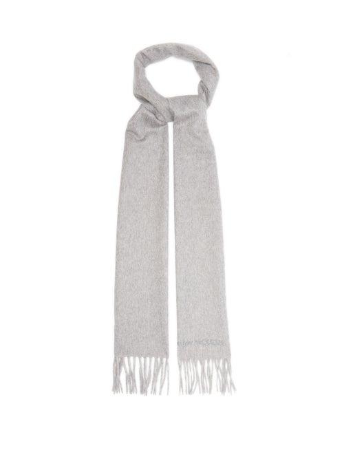 Alexander Mcqueen - Fringed Marled-cashmere Scarf - Mens - Grey