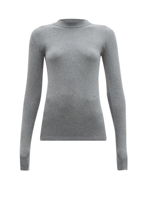 Matchesfashion.com Vaara - Evelyn Ribbed High Neck Top - Womens - Grey