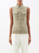 Lemaire - Flap-pocket Sleeveless Cardigan - Womens - Light Khaki