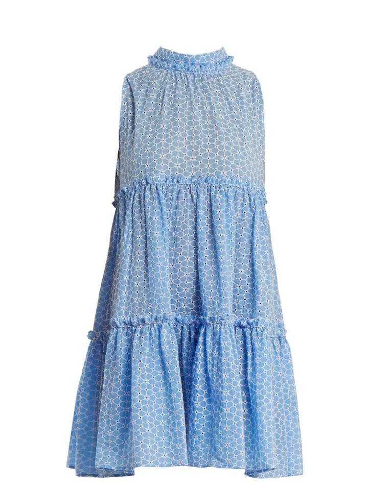 Lisa Marie Fernandez Erica Floral-embroidered Tiered Cotton Dress