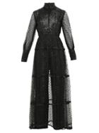 Matchesfashion.com William Vintage - Oscar De La Renta Sequinned Plumetis Jumpsuit - Womens - Black
