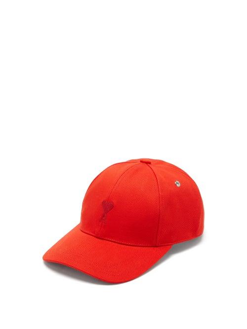 Ami - Ami De Caur-embroidered Cotton Cap - Mens - Red