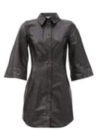 Matchesfashion.com Ganni - Bell-sleeve Leather Mini Dress - Womens - Black