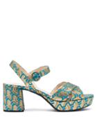 Matchesfashion.com Prada - Metallic Brocade Platform Sandals - Womens - Blue Multi