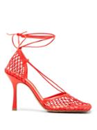 Matchesfashion.com Bottega Veneta - Stretch Wraparound Leather And Mesh Pumps - Womens - Red