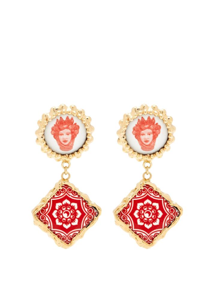 Rosantica By Michela Panero Ciucciue Face & Tile Drop Earrings