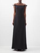 Valentino - Off-the-shoulder Wool-blend Dress - Womens - Black