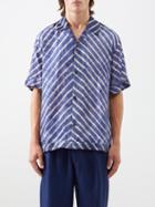 Smr Days - Bakhoven Striped Silk Shirt - Mens - Navy Multi