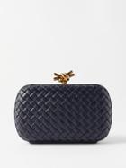 Bottega Veneta - Knot Intrecciato-leather Minaudire Clutch Bag - Womens - Navy