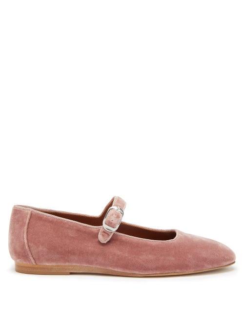 Le Monde Beryl - Velvet Mary Jane Flats - Womens - Light Pink