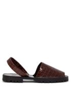 Matchesfashion.com Goya - Crocodile Effect Leather Slingback Sandals - Womens - Brown
