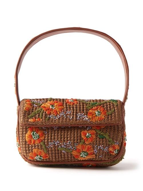 Staud - Tommy Beaded Raffia Shoulder Bag - Womens - Yellow Multi