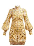 Matchesfashion.com Zimmermann - Zippy Paisley Print Cut Out Linen Mini Dress - Womens - Yellow Print