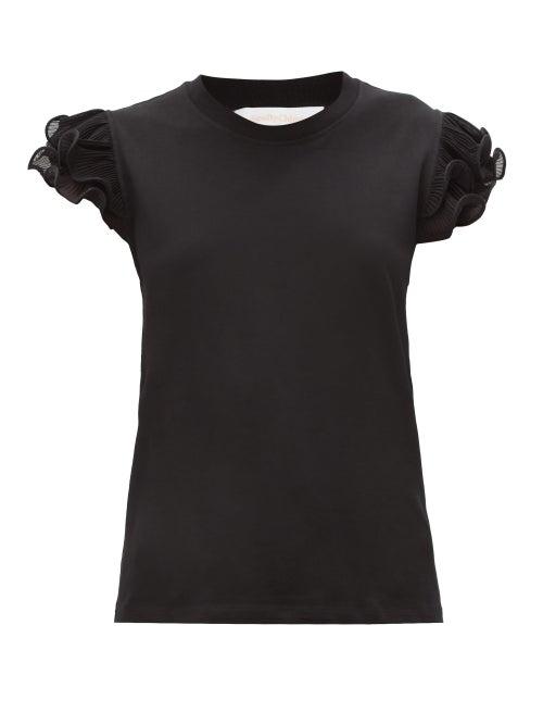Matchesfashion.com See By Chlo - Ruffled-sleeve Cotton-jersey T-shirt - Womens - Black