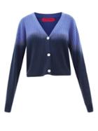 The Elder Statesman - Ombr Cropped Cashmere Cardigan - Womens - Navy