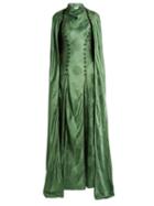 Matchesfashion.com Rosie Assoulin - El Capo Detachable Cape Satin Gown - Womens - Green