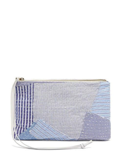 Matchesfashion.com By Walid - Patchwork Cotton Poplin Clutch - Womens - Blue