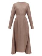 Matchesfashion.com Prada - Satin Twill Midi Dress - Womens - Light Brown