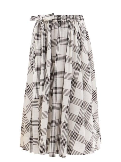 Lisa Marie Fernandez - Plaid Cotton-blend Skirt - Womens - Black White