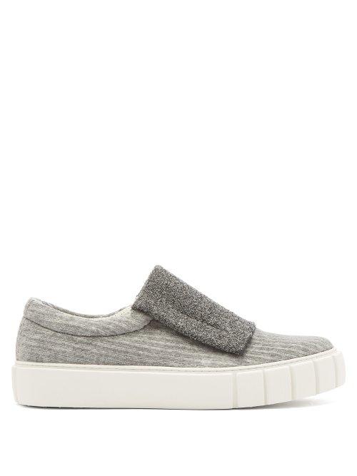 Matchesfashion.com Primury - Curio Velvet Slip On Trainers - Mens - Grey White