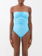Melissa Odabash - Sydney Ruched Bandeau Swimsuit - Womens - Light Blue