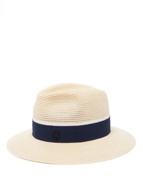 Matchesfashion.com Maison Michel - Henrietta Straw Hat - Womens - Navy