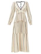 Matchesfashion.com Three Graces London - Theodora Striped Cotton-blend Cheesecloth Dress - Womens - Yellow Stripe