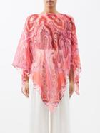 Etro - Paisley-print Chiffon Top - Womens - Pink Print