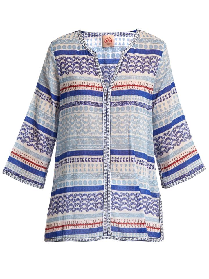 Le Sirenuse, Positano Geometric Sea-print Cotton Shirt