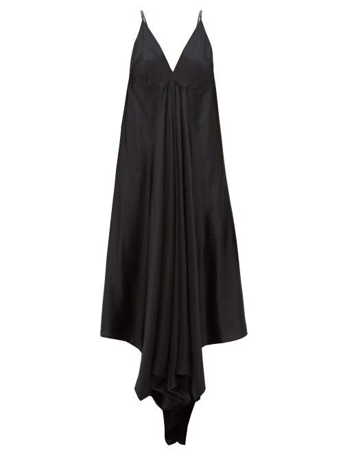 Matchesfashion.com Ann Demeulemeester - Magya Draped Satin Slip Dress - Womens - Black