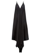 Matchesfashion.com Ann Demeulemeester - Magya Draped Satin Slip Dress - Womens - Black