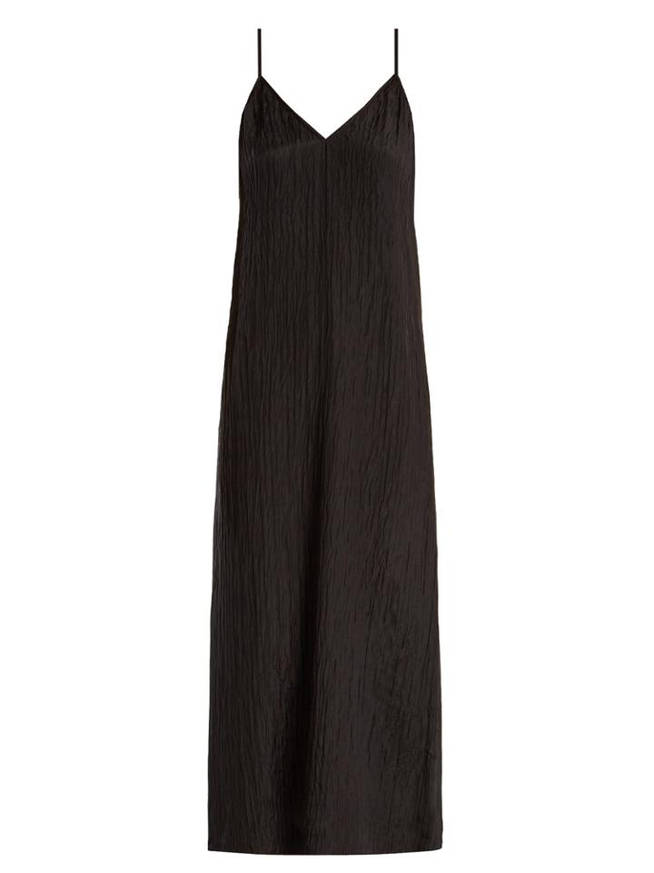 Raey V-neck Crinkled-silk Cami Midi Slip Dress