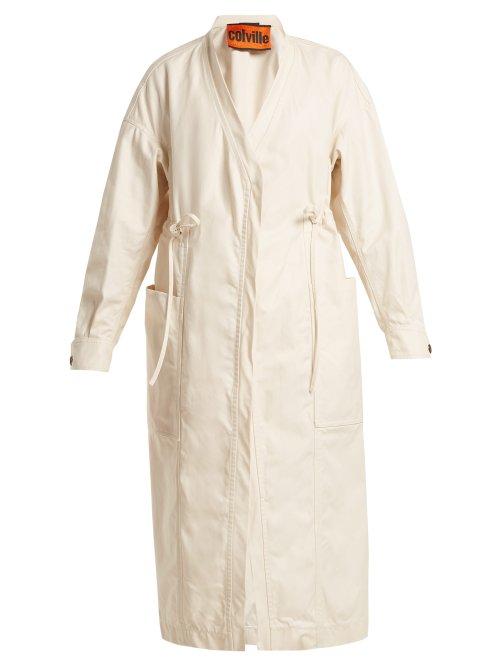 Matchesfashion.com Colville - Tie Waist Cotton Gabardine Parka - Womens - Ivory