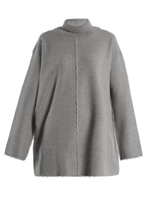 Matchesfashion.com Stella Mccartney - Roll Neck Raw Seam Wool Sweater - Womens - Grey